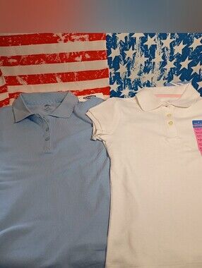 New Nautica Size 7/8 white polo & Old Navy Lt. Blue Polo Size 8